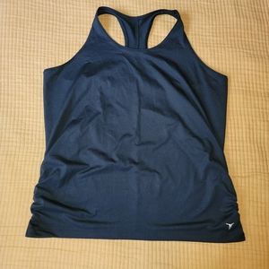 Old Navy Active Go Dry fitted black racer back athletic tank with side ruching